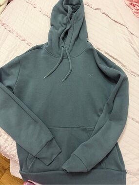 Hollister Men's Teal Crewneck Hoodie